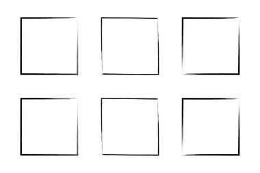 Kare Şekil İnce Çizgi grunge şekli Fırça darbesi piktogram sembolü görsel çizim