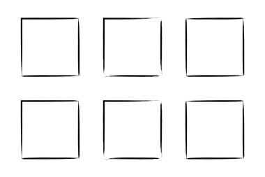 Kare Şekil İnce Çizgi grunge şekli Fırça darbesi piktogram sembolü görsel çizim