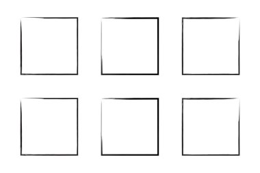 Kare Şekil İnce Çizgi grunge şekli Fırça darbesi piktogram sembolü görsel çizim