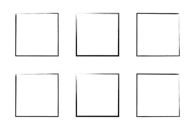 Kare Şekil İnce Çizgi grunge şekli Fırça darbesi piktogram sembolü görsel çizim