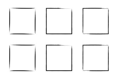 Kare Şekil İnce Çizgi grunge şekli Fırça darbesi piktogram sembolü görsel çizim