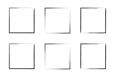 Kare Şekil İnce Çizgi grunge şekli Fırça darbesi piktogram sembolü görsel çizim