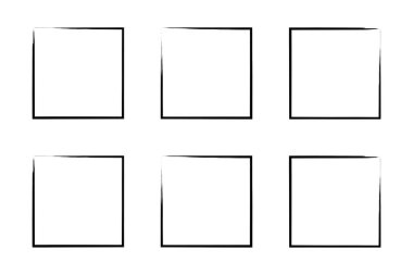 Kare Şekil İnce Çizgi grunge şekli Fırça darbesi piktogram sembolü görsel çizim