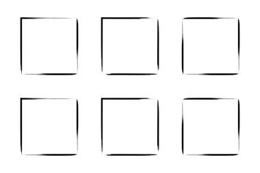 Kare Şekil İnce Çizgi grunge şekli Fırça darbesi piktogram sembolü görsel çizim