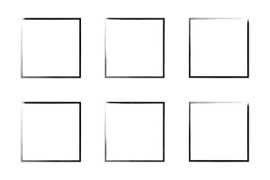 Kare Şekil İnce Çizgi grunge şekli Fırça darbesi piktogram sembolü görsel çizim