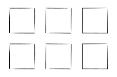 Kare Şekil İnce Çizgi grunge şekli Fırça darbesi piktogram sembolü görsel çizim