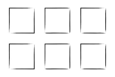 Kare Şekil İnce Çizgi grunge şekli Fırça darbesi piktogram sembolü görsel çizim