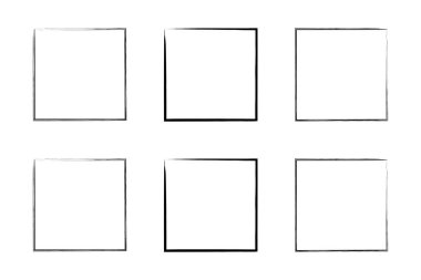 Kare Şekil İnce Çizgi grunge şekli Fırça darbesi piktogram sembolü görsel çizim