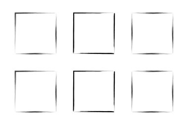 Kare Şekil İnce Çizgi grunge şekli Fırça darbesi piktogram sembolü görsel çizim