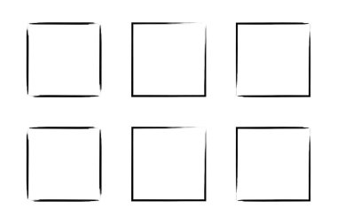 Kare Şekil İnce Çizgi grunge şekli Fırça darbesi piktogram sembolü görsel çizim