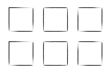 Kare Şekil İnce Çizgi grunge şekli Fırça darbesi piktogram sembolü görsel çizim