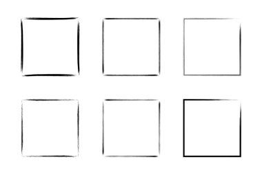 Kare Şekil İnce Çizgi grunge şekli Fırça darbesi piktogram sembolü görsel çizim