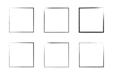 Kare Şekil İnce Çizgi grunge şekli Fırça darbesi piktogram sembolü görsel çizim