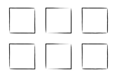 Kare Şekil İnce Çizgi grunge şekli Fırça darbesi piktogram sembolü görsel çizim