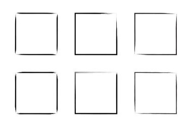 Kare Şekil İnce Çizgi grunge şekli Fırça darbesi piktogram sembolü görsel çizim