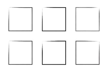 Kare Şekil İnce Çizgi grunge şekli Fırça darbesi piktogram sembolü görsel çizim