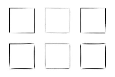 Kare Şekil İnce Çizgi grunge şekli Fırça darbesi piktogram sembolü görsel çizim