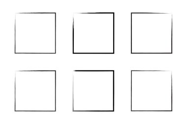 Kare Şekil İnce Çizgi grunge şekli Fırça darbesi piktogram sembolü görsel çizim