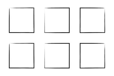 Kare Şekil İnce Çizgi grunge şekli Fırça darbesi piktogram sembolü görsel çizim