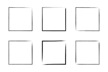 Kare Şekil İnce Çizgi grunge şekli Fırça darbesi piktogram sembolü görsel çizim