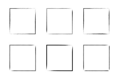 Kare Şekil İnce Çizgi grunge şekli Fırça darbesi piktogram sembolü görsel çizim