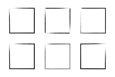 Kare Şekil İnce Çizgi grunge şekli Fırça darbesi piktogram sembolü görsel çizim