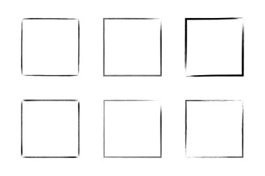 Kare Şekil İnce Çizgi grunge şekli Fırça darbesi piktogram sembolü görsel çizim