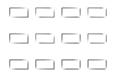 Yatay Dikdörtgen Şekil İnce Çizgi grunge şekli Fırça darbesi piktogram sembolü görsel illüstrasyon