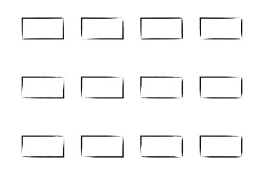 Yatay Dikdörtgen Şekil İnce Çizgi grunge şekli Fırça darbesi piktogram sembolü görsel illüstrasyon