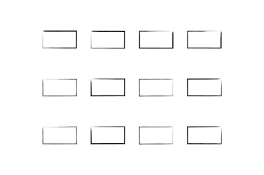 Yatay Dikdörtgen Şekil İnce Çizgi grunge şekli Fırça darbesi piktogram sembolü görsel illüstrasyon