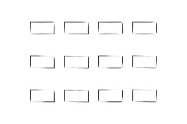 Yatay Dikdörtgen Şekil İnce Çizgi grunge şekli Fırça darbesi piktogram sembolü görsel illüstrasyon