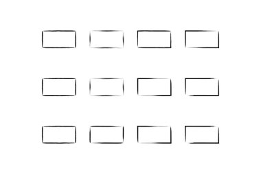 Yatay Dikdörtgen Şekil İnce Çizgi grunge şekli Fırça darbesi piktogram sembolü görsel illüstrasyon