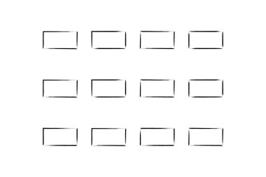 Yatay Dikdörtgen Şekil İnce Çizgi grunge şekli Fırça darbesi piktogram sembolü görsel illüstrasyon