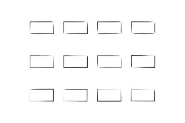 Yatay Dikdörtgen Şekil İnce Çizgi grunge şekli Fırça darbesi piktogram sembolü görsel illüstrasyon