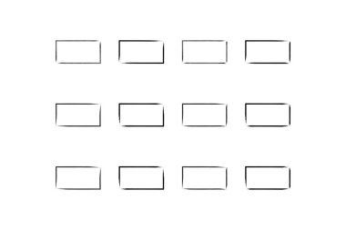 Yatay Dikdörtgen Şekil İnce Çizgi grunge şekli Fırça darbesi piktogram sembolü görsel illüstrasyon