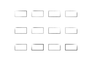 Yatay Dikdörtgen Şekil İnce Çizgi grunge şekli Fırça darbesi piktogram sembolü görsel illüstrasyon