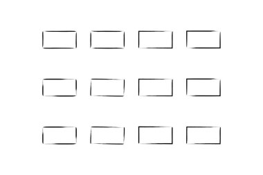 Yatay Dikdörtgen Şekil İnce Çizgi grunge şekli Fırça darbesi piktogram sembolü görsel illüstrasyon