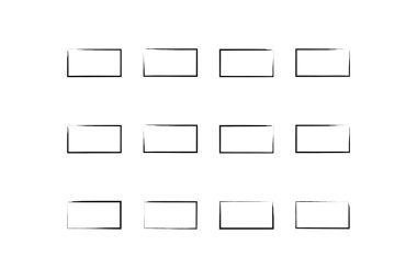 Yatay Dikdörtgen Şekil İnce Çizgi grunge şekli Fırça darbesi piktogram sembolü görsel illüstrasyon