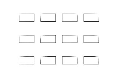 Yatay Dikdörtgen Şekil İnce Çizgi grunge şekli Fırça darbesi piktogram sembolü görsel illüstrasyon