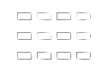 Yatay Dikdörtgen Şekil İnce Çizgi grunge şekli Fırça darbesi piktogram sembolü görsel illüstrasyon