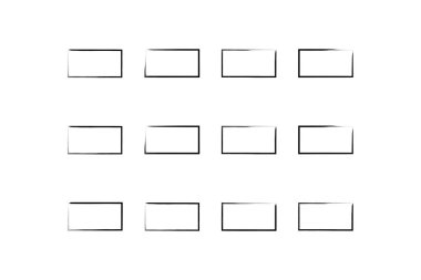 Yatay Dikdörtgen Şekil İnce Çizgi grunge şekli Fırça darbesi piktogram sembolü görsel illüstrasyon