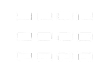 Yatay Dikdörtgen Şekil İnce Çizgi grunge şekli Fırça darbesi piktogram sembolü görsel illüstrasyon