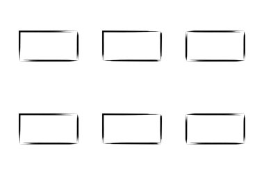 Yatay Dikdörtgen Şekil İnce Çizgi grunge şekli Fırça darbesi piktogram sembolü görsel illüstrasyon