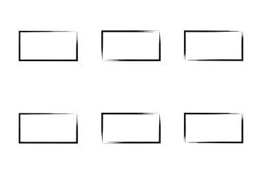 Yatay Dikdörtgen Şekil İnce Çizgi grunge şekli Fırça darbesi piktogram sembolü görsel illüstrasyon