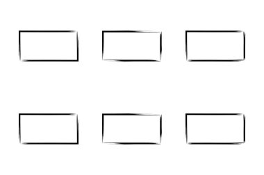 Yatay Dikdörtgen Şekil İnce Çizgi grunge şekli Fırça darbesi piktogram sembolü görsel illüstrasyon