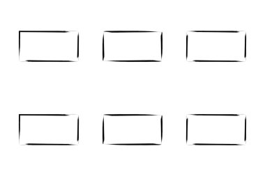 Yatay Dikdörtgen Şekil İnce Çizgi grunge şekli Fırça darbesi piktogram sembolü görsel illüstrasyon