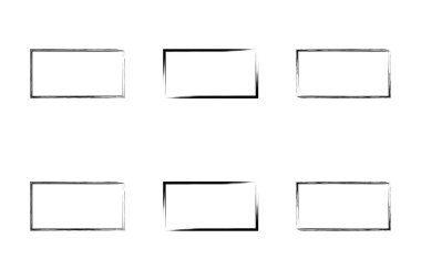 Yatay Dikdörtgen Şekil İnce Çizgi grunge şekli Fırça darbesi piktogram sembolü görsel illüstrasyon