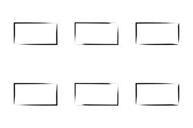 Yatay Dikdörtgen Şekil İnce Çizgi grunge şekli Fırça darbesi piktogram sembolü görsel illüstrasyon