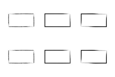 Yatay Dikdörtgen Şekil İnce Çizgi grunge şekli Fırça darbesi piktogram sembolü görsel illüstrasyon