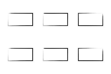 Yatay Dikdörtgen Şekil İnce Çizgi grunge şekli Fırça darbesi piktogram sembolü görsel illüstrasyon